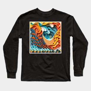 paper washi waves Long Sleeve T-Shirt